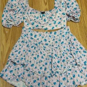 Zara Pink and Blue Floral Dress